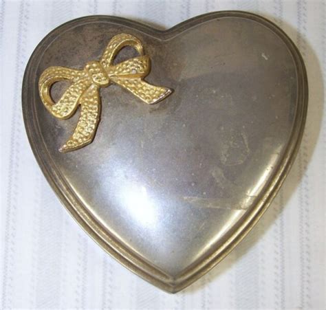 international silver company metal heartshaped box 1991|1991 Heart Shaped International Silver co Silver Plated Lined.